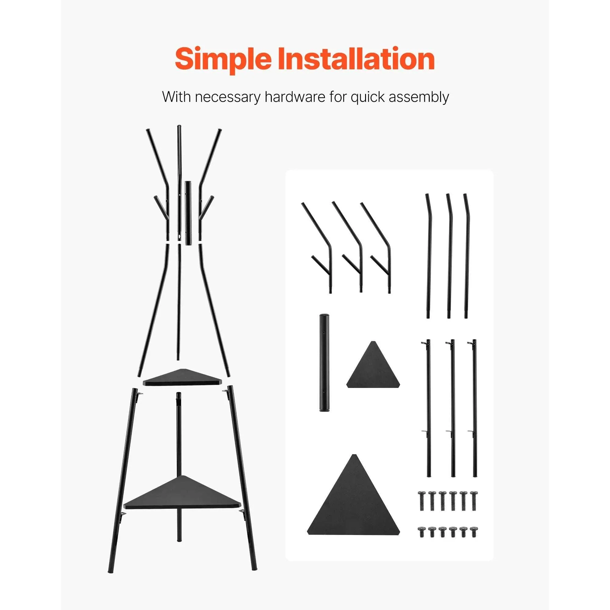 Freestanding Coat Rack with Shelves and Hooks for Entryway Storage - Image 6
