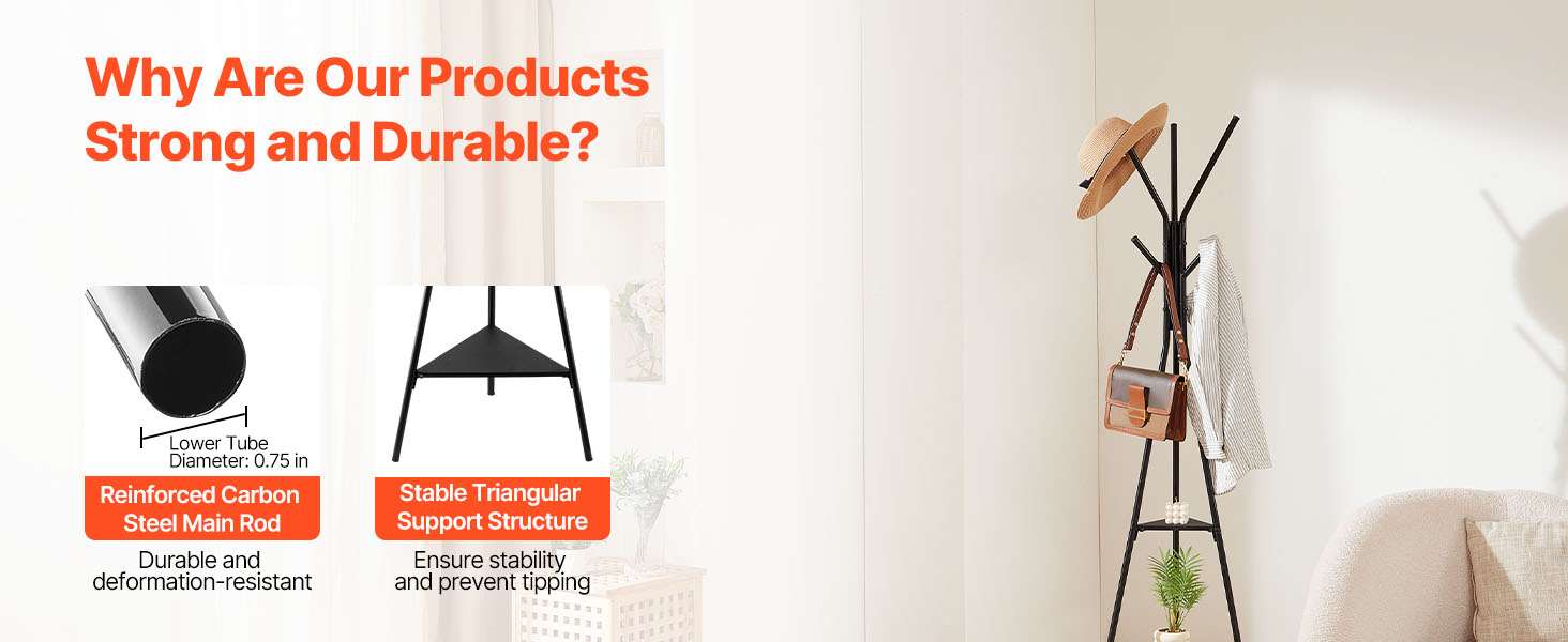 Freestanding Coat Rack with Shelves and Hooks for Entryway Storage - Image 9