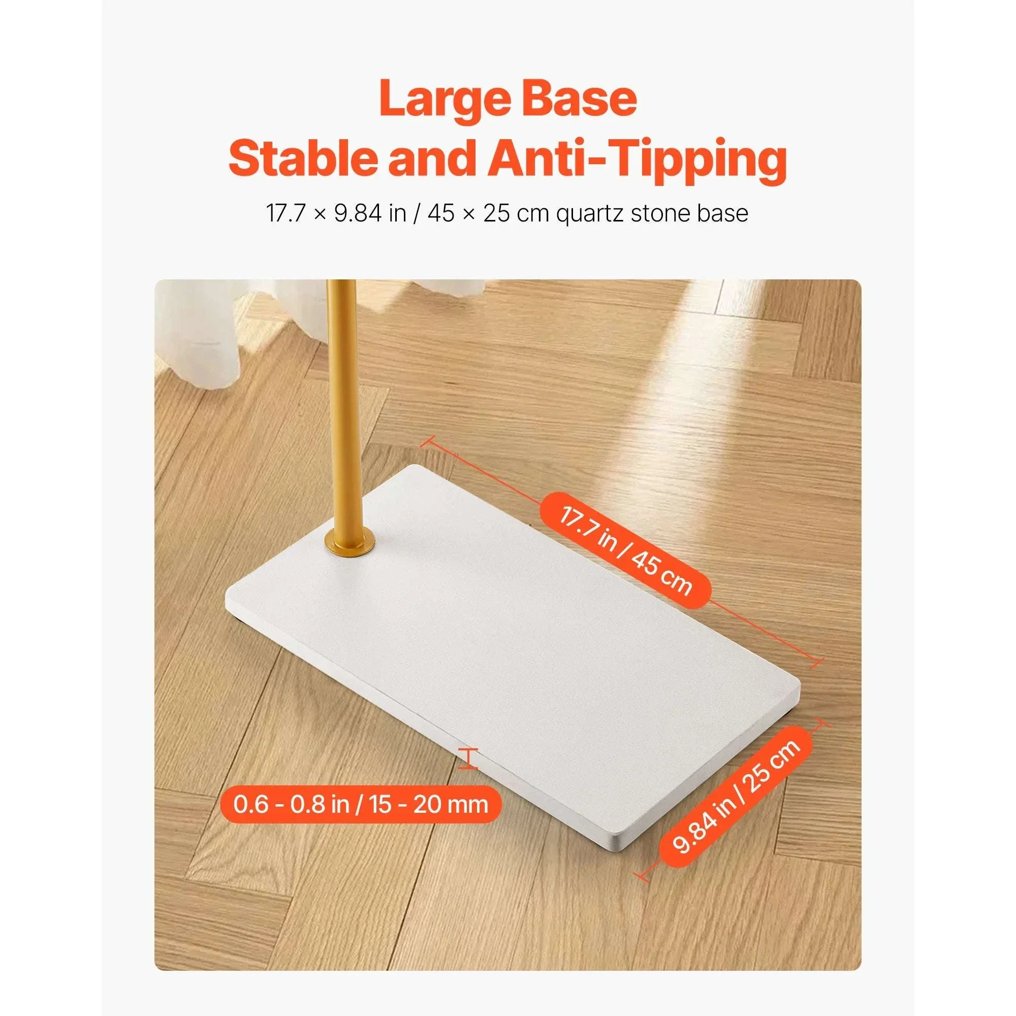 Freestanding Coat Rack with Quartz Base and 3 Hooks Stand - Image 4