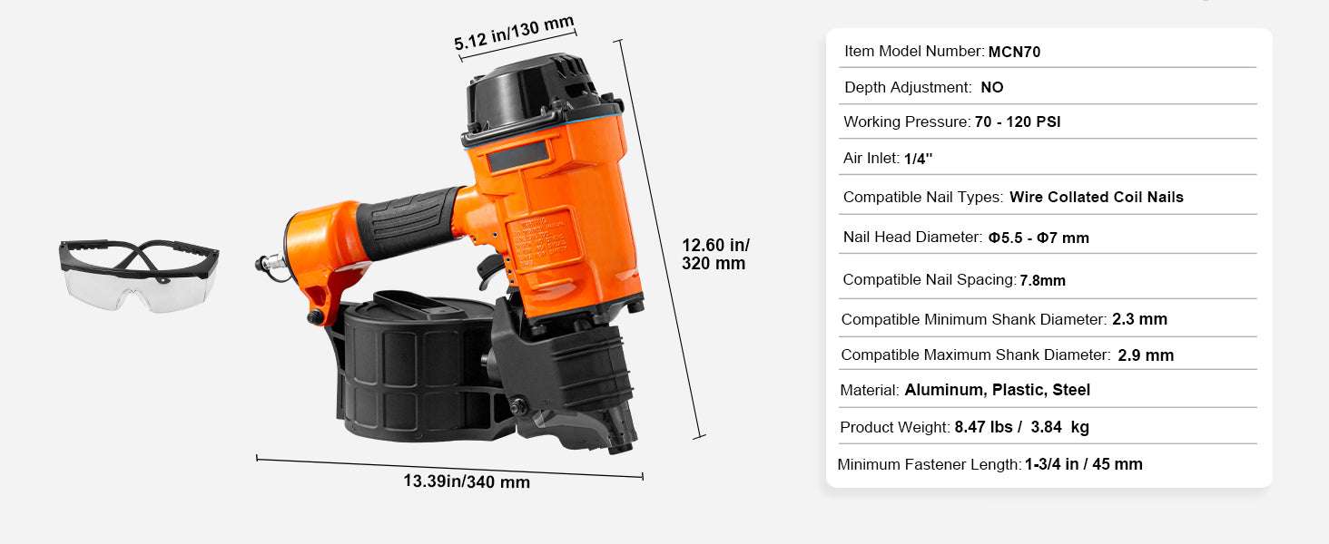 Pneumatic Coil Nailer 70–120 PSI for Siding, Pallets & Fencing - Image 13