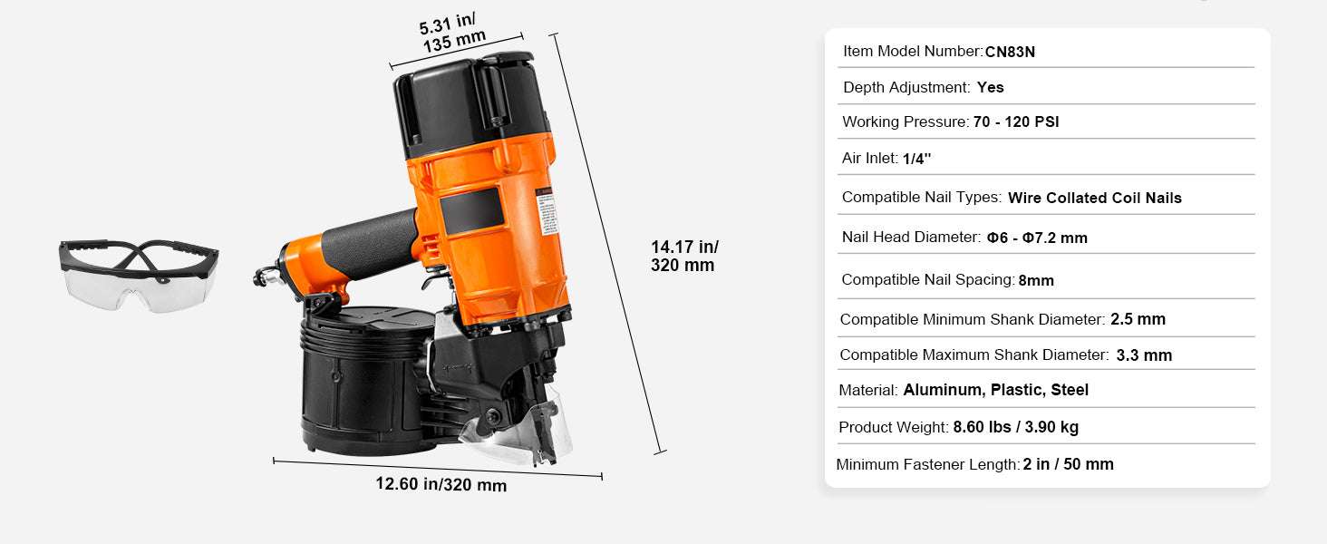 Pneumatic Coil Nailer 70–120 PSI for Siding, Pallets & Fencing - Image 14