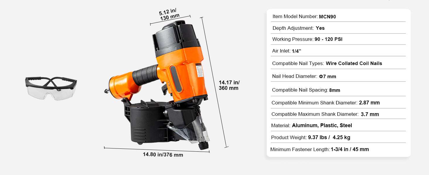 Pneumatic Coil Nailer 70–120 PSI for Siding, Pallets & Fencing - Image 15