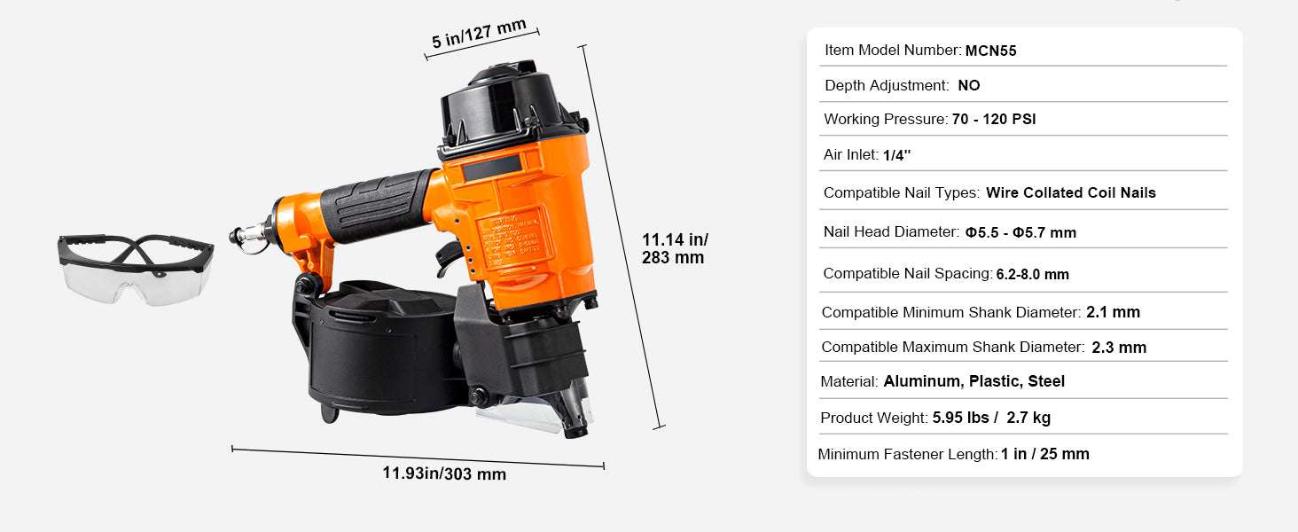 Pneumatic Coil Nailer 70–120 PSI for Siding, Pallets & Fencing - Image 16