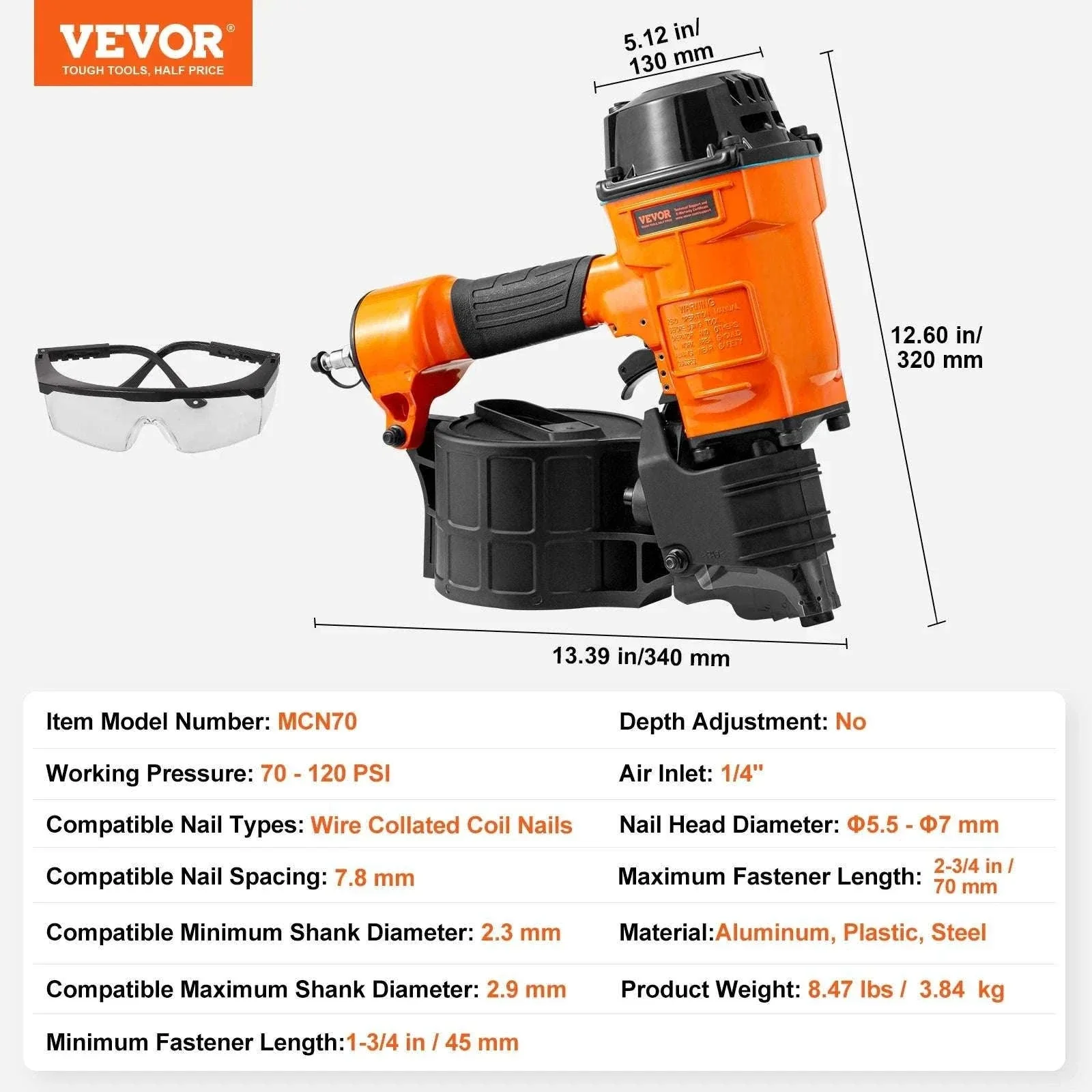 Pneumatic Coil Nailer 70–120 PSI for Siding, Pallets & Fencing - Image 20