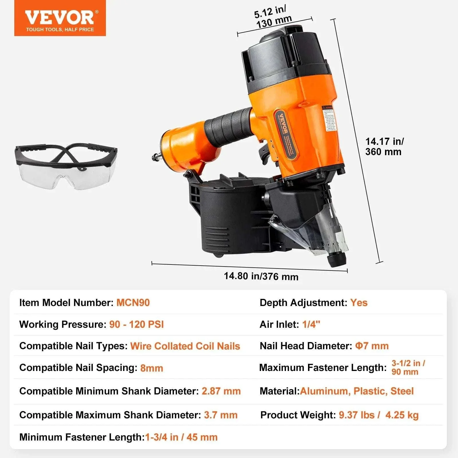 Pneumatic Coil Nailer 70–120 PSI for Siding, Pallets & Fencing - Image 21