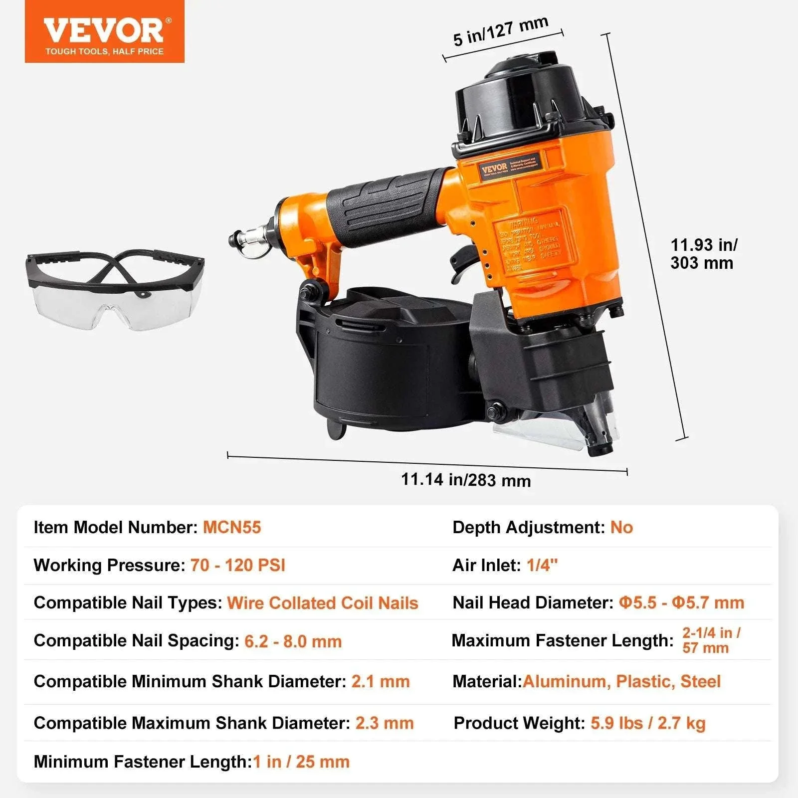 Pneumatic Coil Nailer 70–120 PSI for Siding, Pallets & Fencing - Image 22