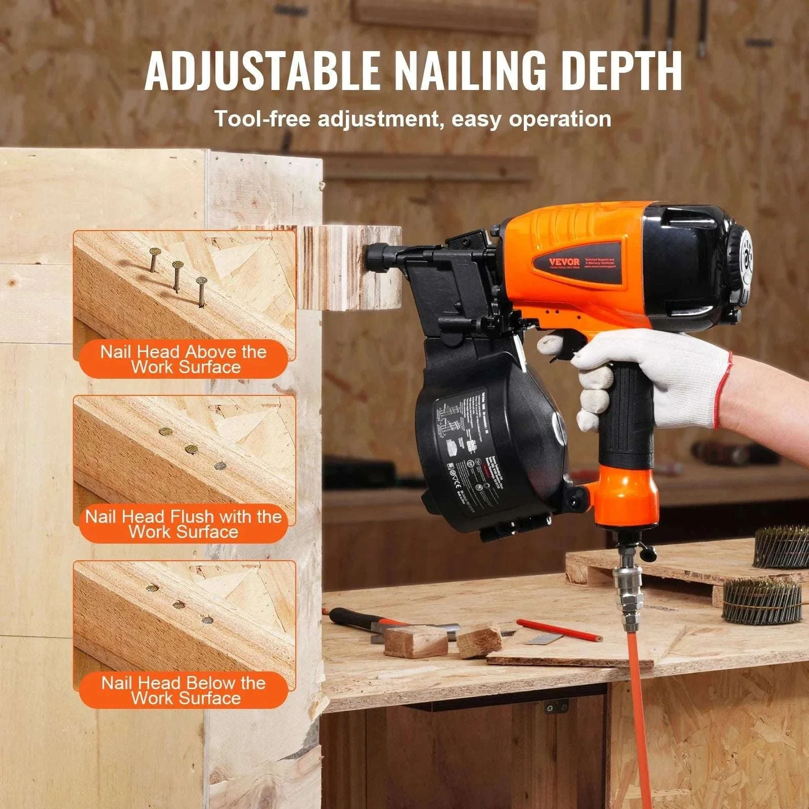 Pneumatic Coil Nailer 70–120 PSI for Siding, Pallets & Fencing - Image 3