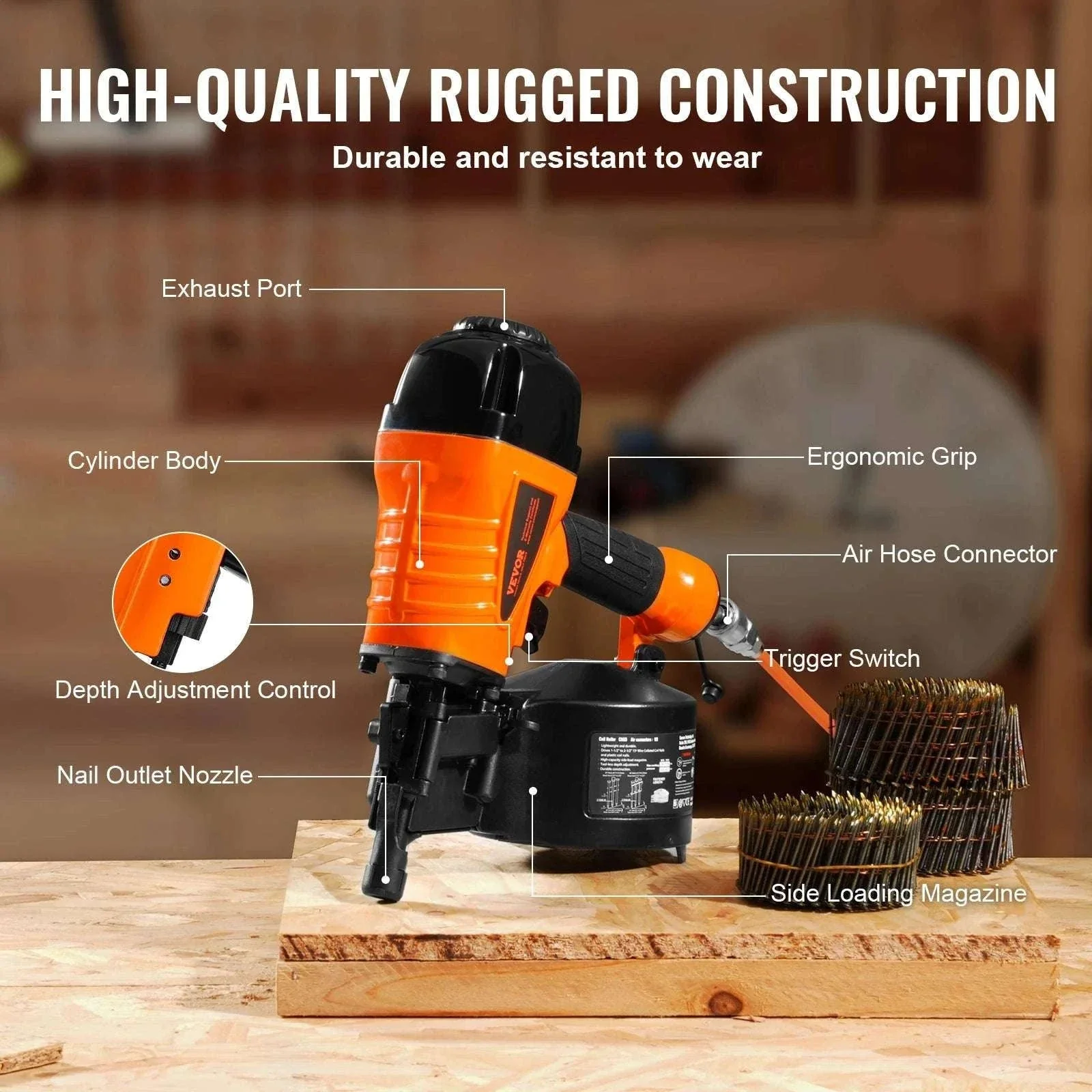 Pneumatic Coil Nailer 70–120 PSI for Siding, Pallets & Fencing - Image 5