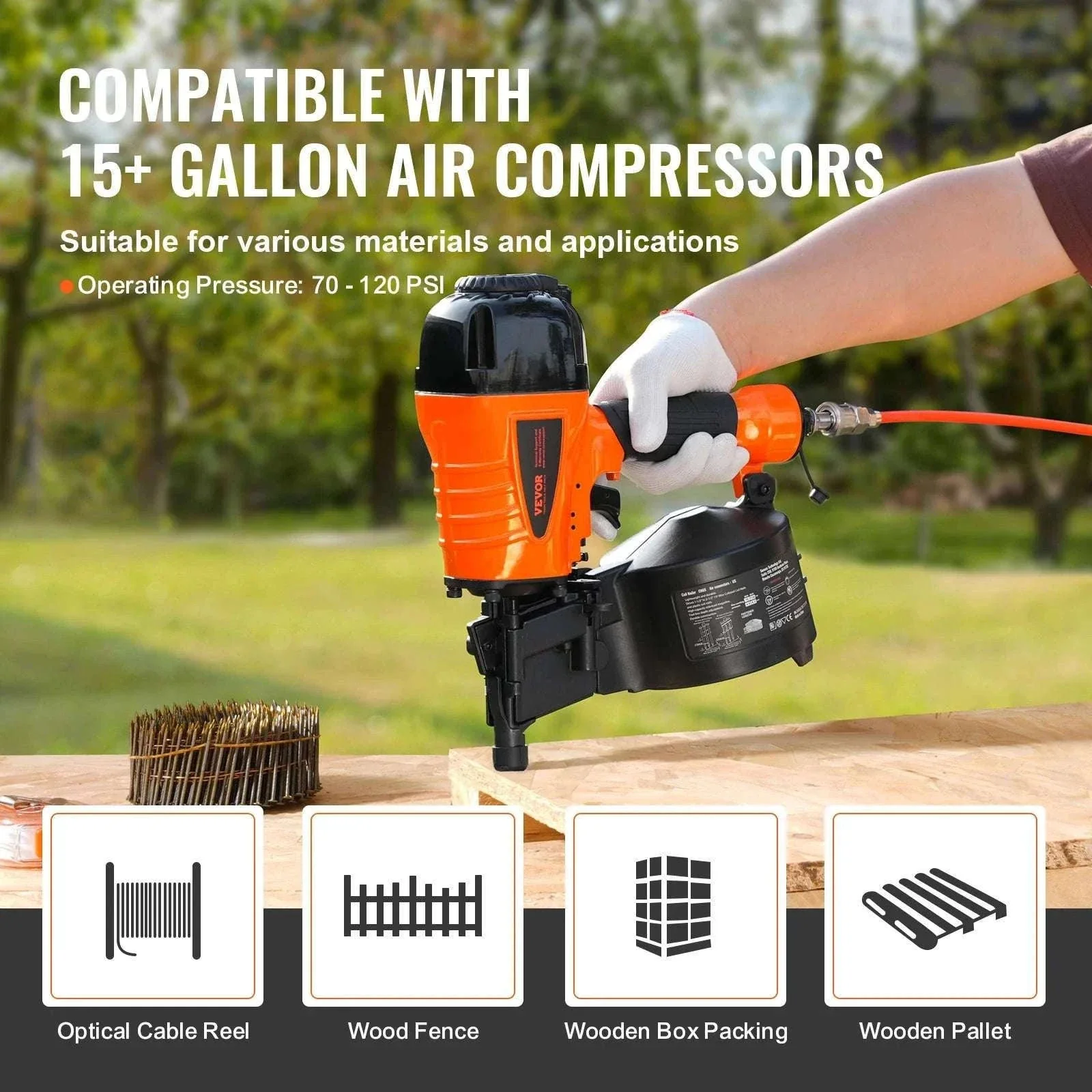 Pneumatic Coil Nailer 70–120 PSI for Siding, Pallets & Fencing - Image 6
