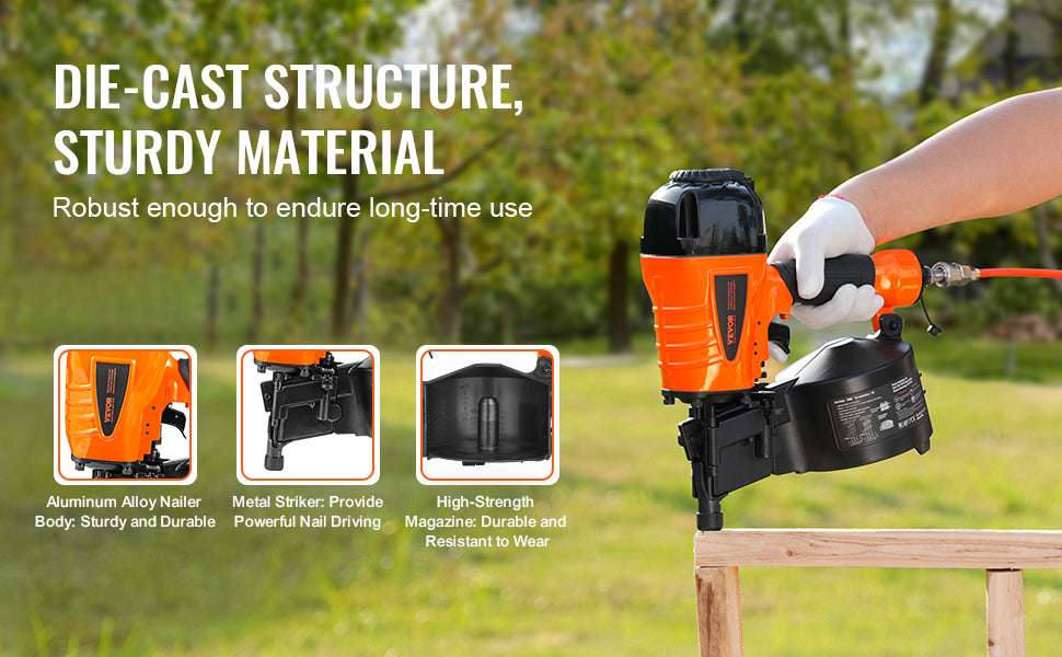 Pneumatic Coil Siding Nailer 70–120 PSI High-Capacity Nail Gun - Image 10