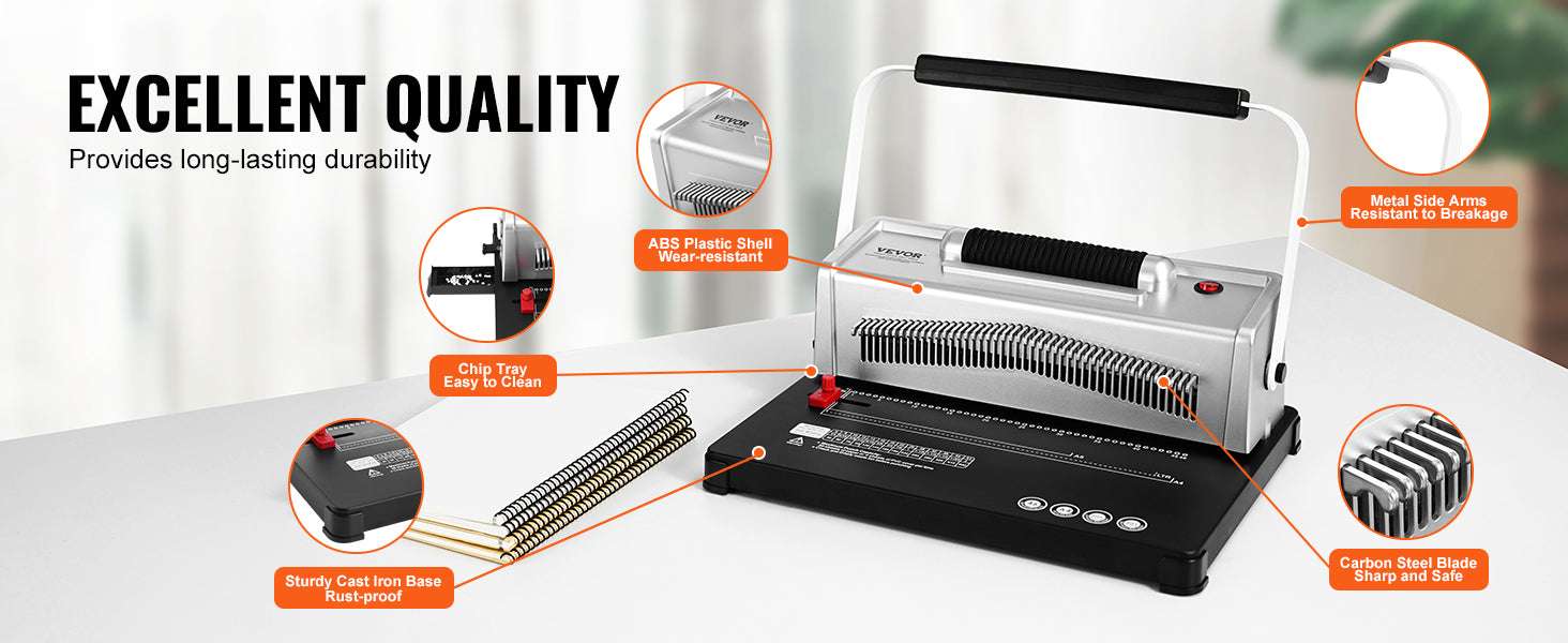 Coil Spiral Binding Machine with Adjustable Spine for 500 Sheets - Image 10