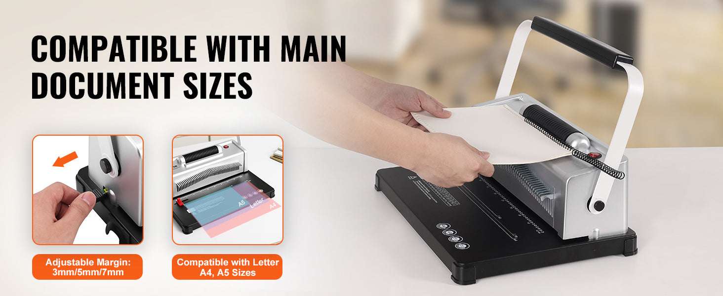 Coil Spiral Binding Machine with Adjustable Spine for 500 Sheets - Image 8
