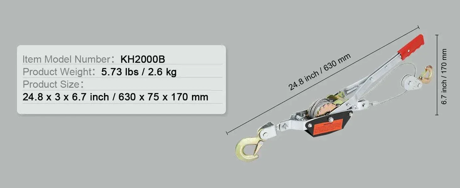 Heavy Duty Come Along Winch 2/4/5 Ton Cable Puller for Recovery - Image 13