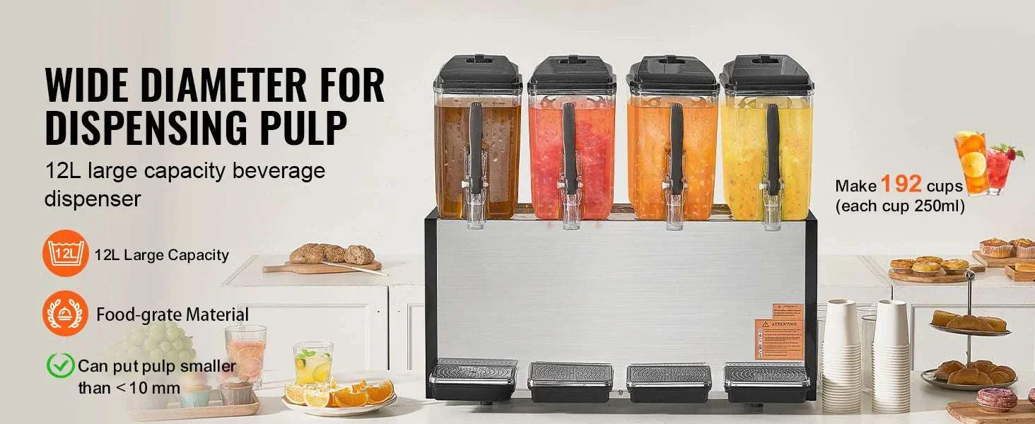 Commercial Beverage Dispenser 4 Tanks 10L–12L Juice Drink Machine - Image 8