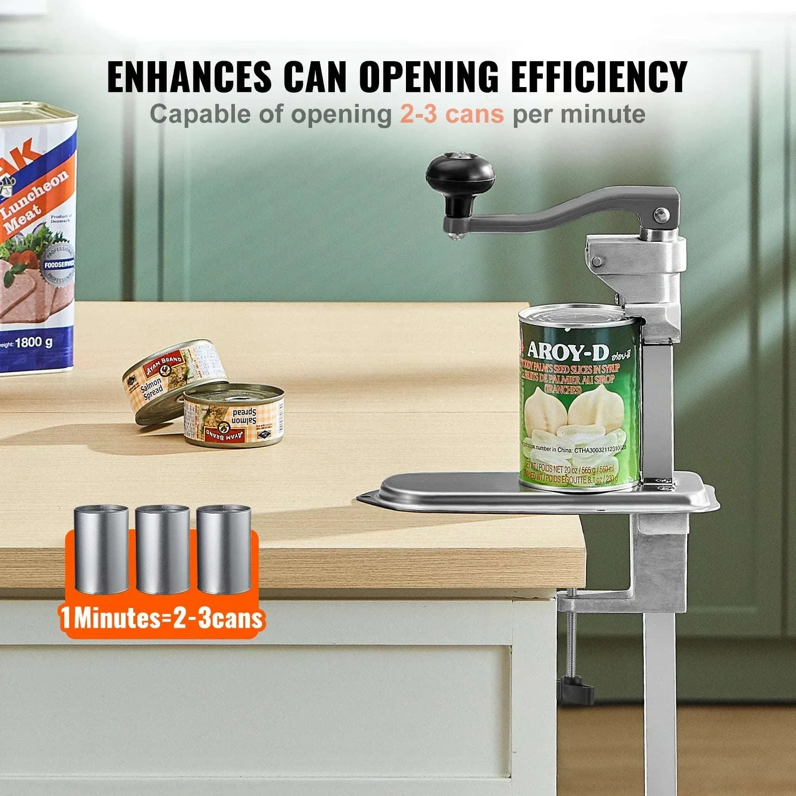 Commercial Manual Can Opener with Table Clamp & Adjustable Height - Image 2