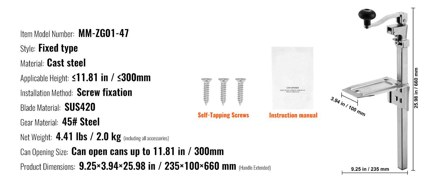 Commercial Manual Can Opener Tabletop Adjustable 11.8–15.75 Inch - Image 14
