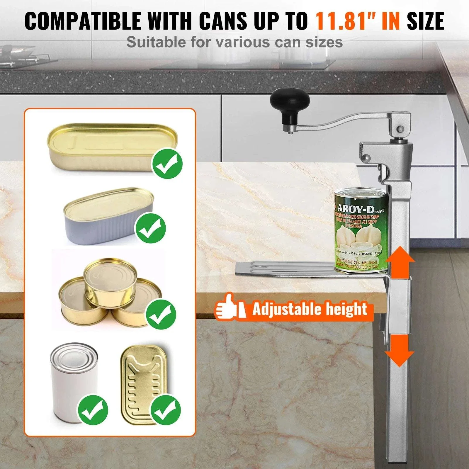 Commercial Manual Can Opener Tabletop Adjustable 11.8–15.75 Inch - Image 3