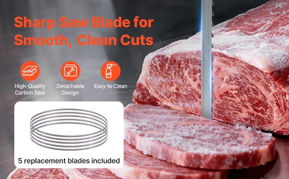 Commercial Electric Meat Bandsaw Stainless Steel Bone Saw 650W - Image 10