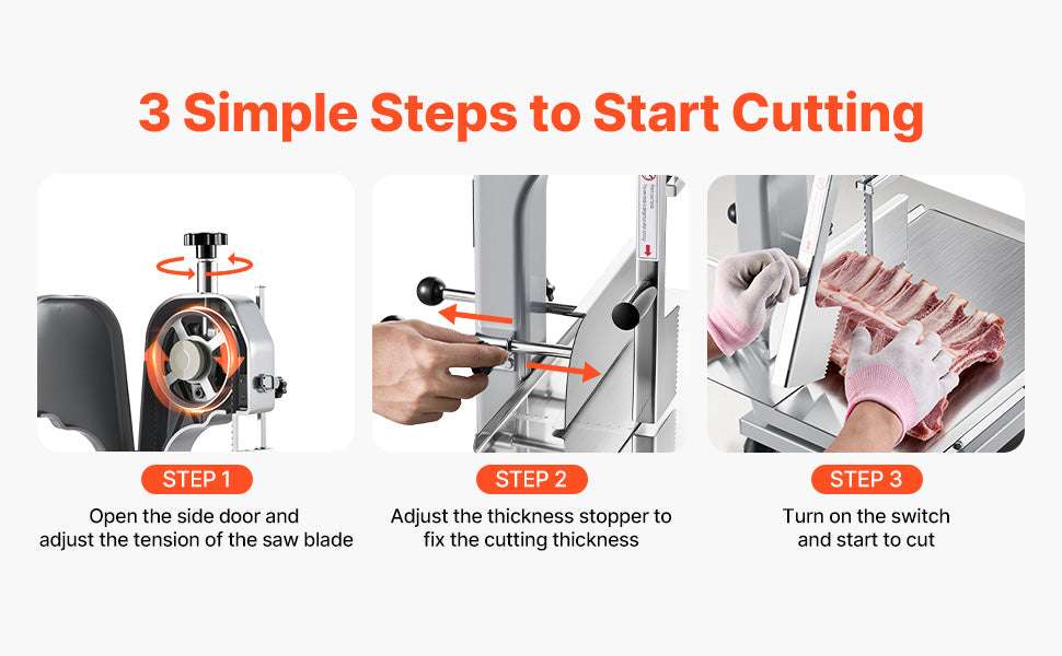 Commercial Electric Meat Bandsaw Stainless Steel Bone Saw 650W - Image 12