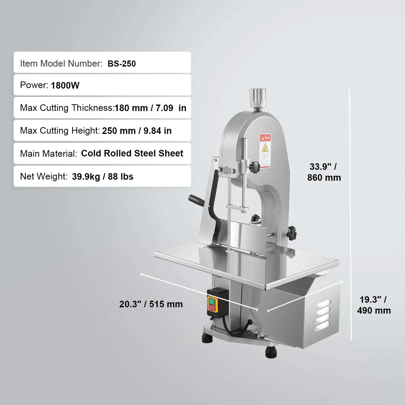 Commercial Electric Meat Bandsaw Stainless Steel Bone Saw 650W - Image 15