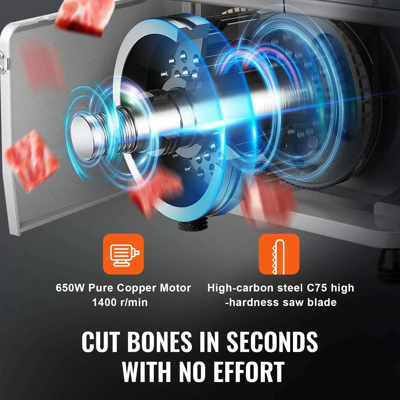 Commercial Electric Meat Bandsaw Stainless Steel Bone Saw 650W - Image 3