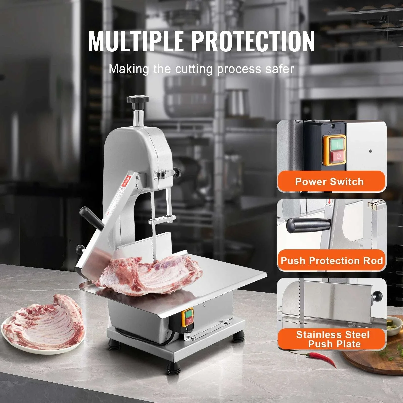 Commercial Electric Meat Bandsaw Stainless Steel Bone Saw 650W - Image 4