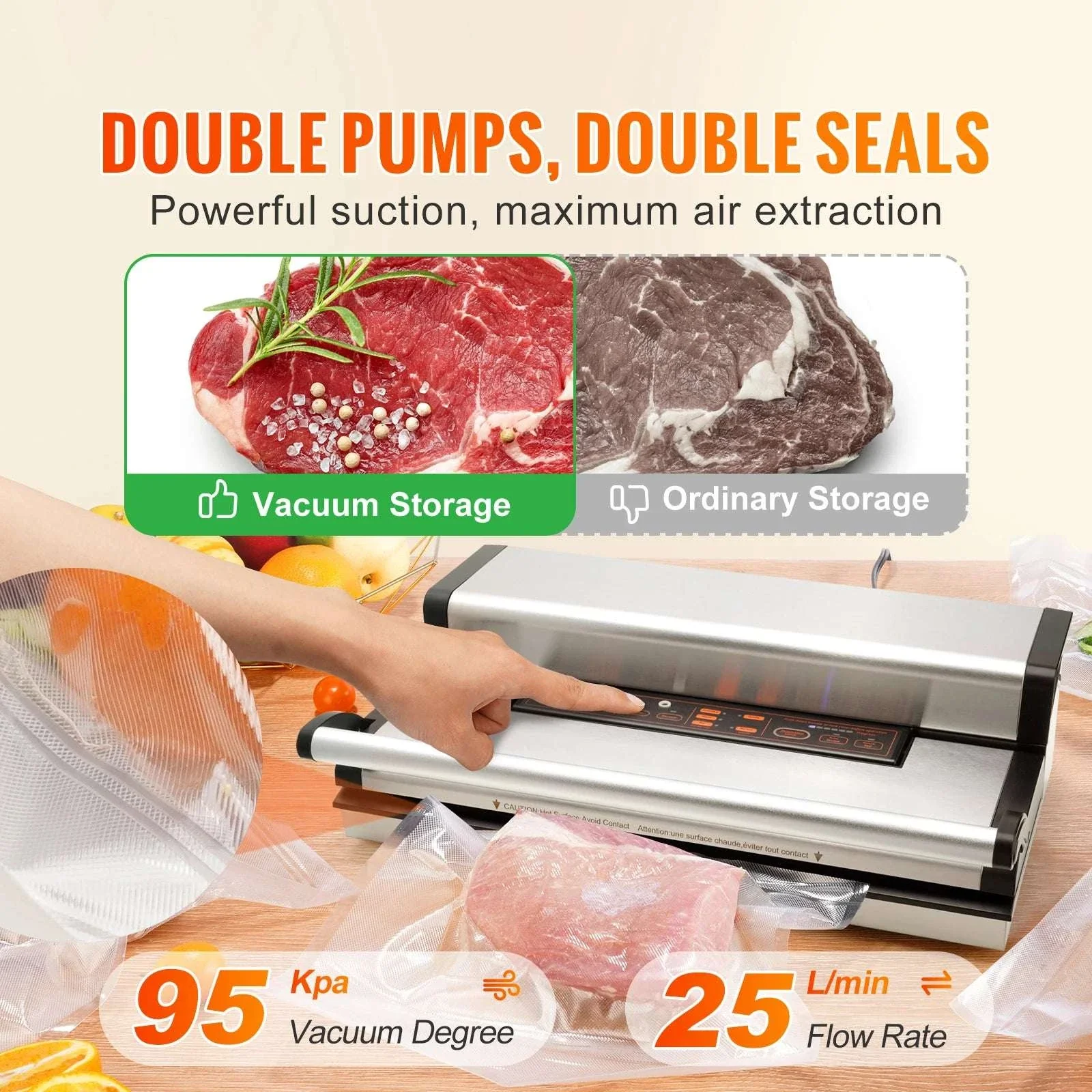 Commercial Vacuum Sealer Machine with Cutter & Bag Storage - Image 4