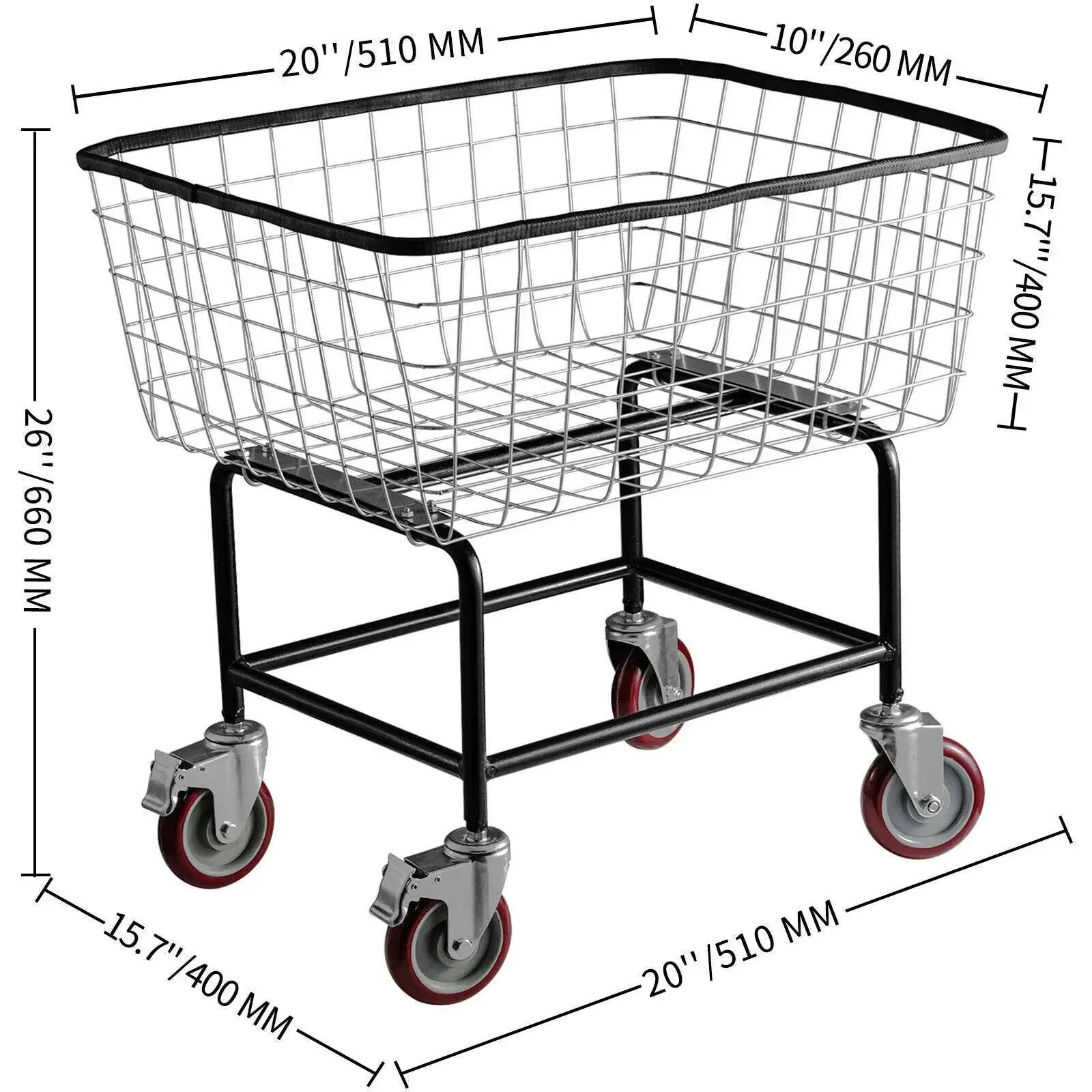 Heavy Duty Wire Laundry Cart with Wheels 2.8 Bushel Capacity - Image 15