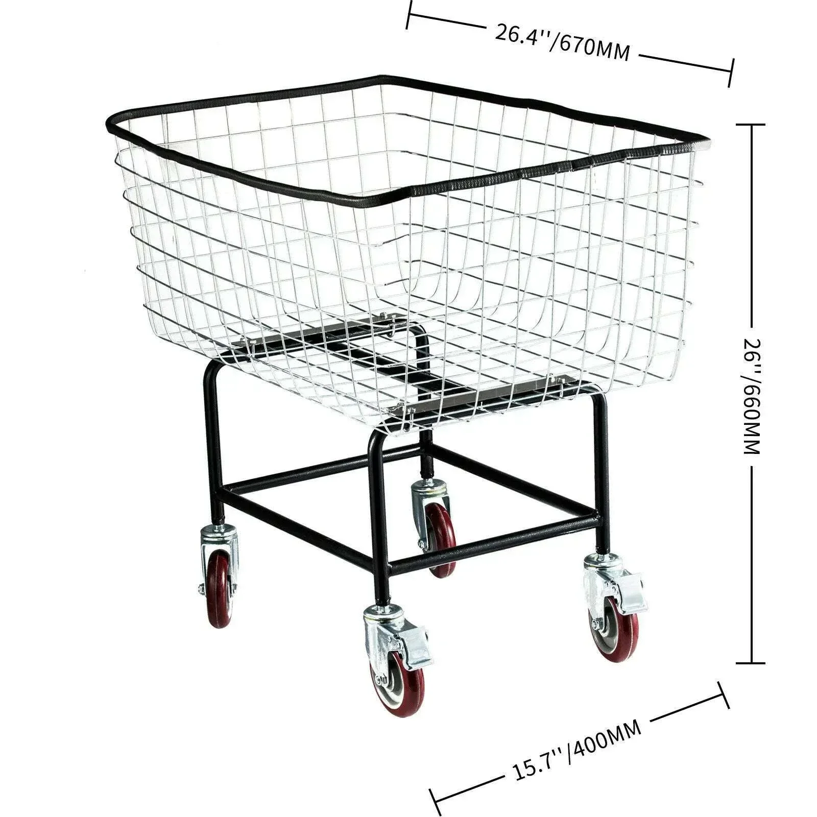 Heavy Duty Wire Laundry Cart with Wheels 2.8 Bushel Capacity - Image 16