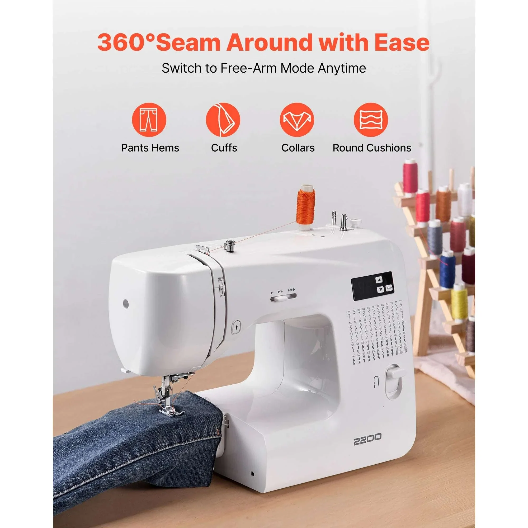 Computerized Sewing Machine with 60 Stitches, LED & Heavy-Duty Frame - Image 4
