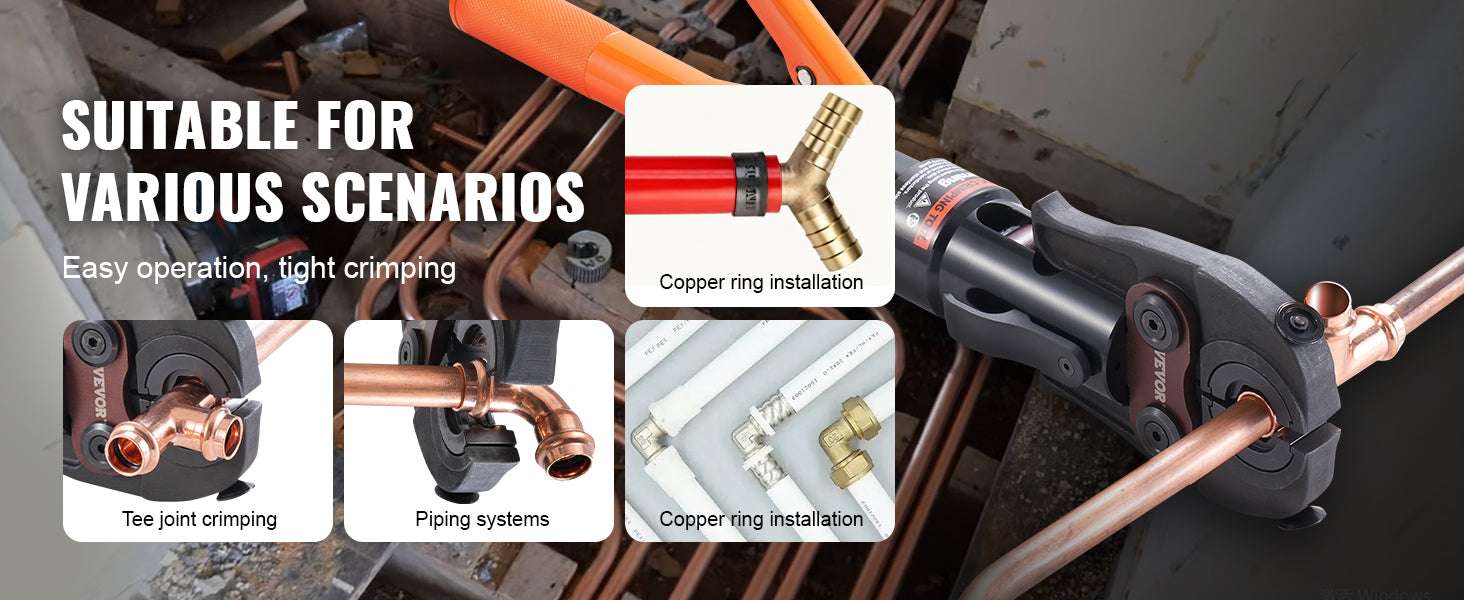 Hydraulic Copper Pipe Crimping Tool with 8 Dies for PEX Rings - Image 12