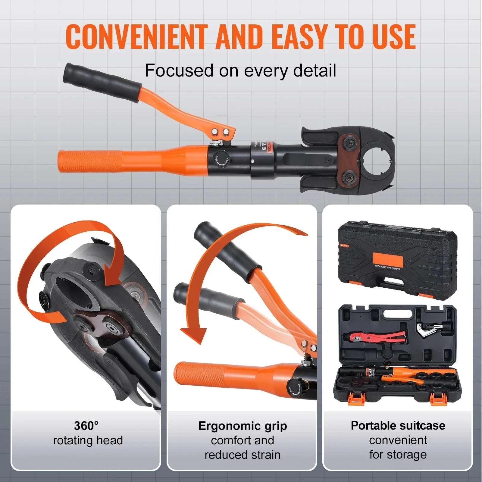 Hydraulic Copper Pipe Crimping Tool with 8 Dies for PEX Rings - Image 5