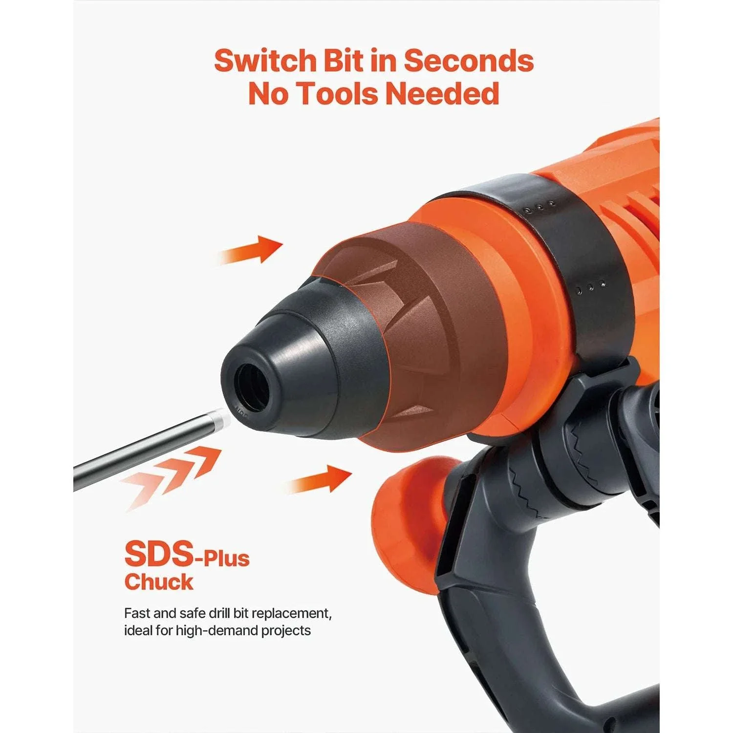 1600W SDS-Max Rotary Hammer Drill 25J Heavy-Duty Demolition Tool - Image 5