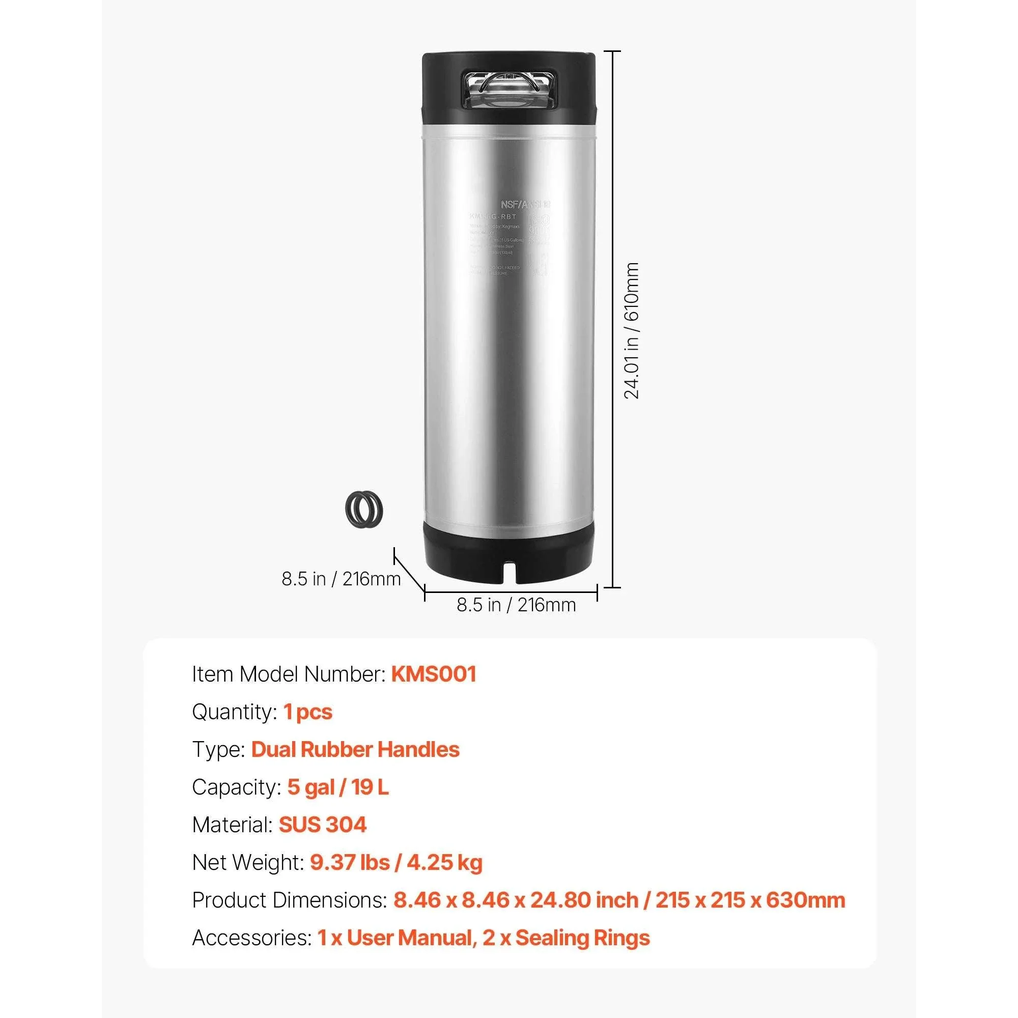 Corny Ball Lock Keg 304 Stainless Steel Cold Brew & Beer Keg - Image 17