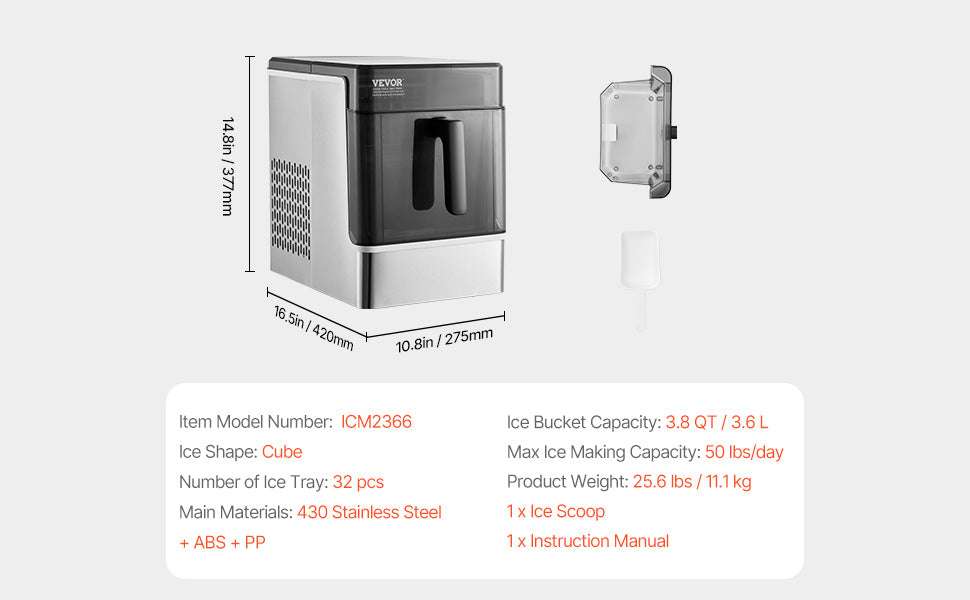 Countertop Ice Maker 50lbs/Day with Self-Cleaning & 2 Sizes - Image 13
