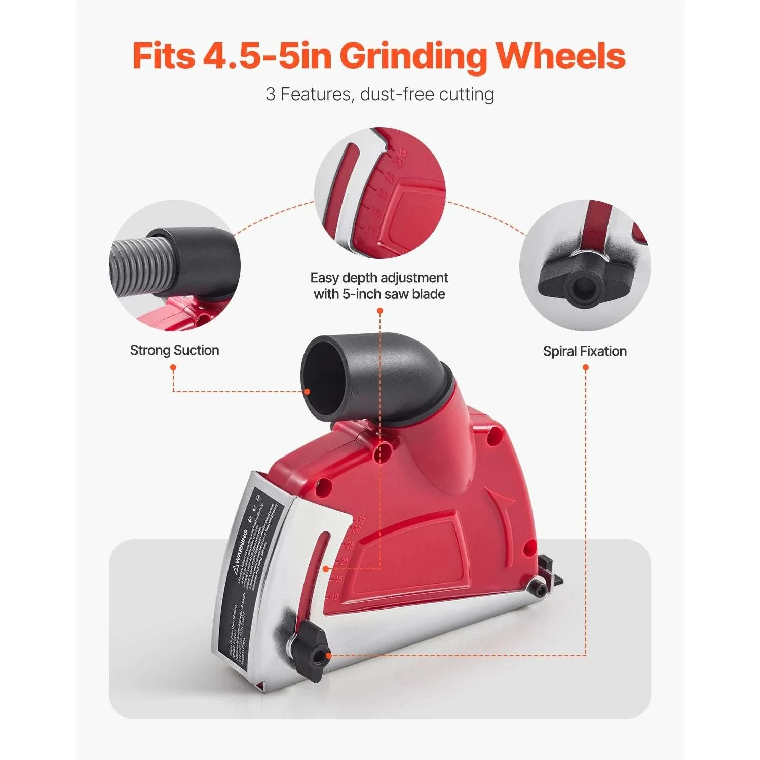 Angle Grinder Dust Shroud 4–5 Inch with Adjustable Depth & Vacuum Port - Image 2