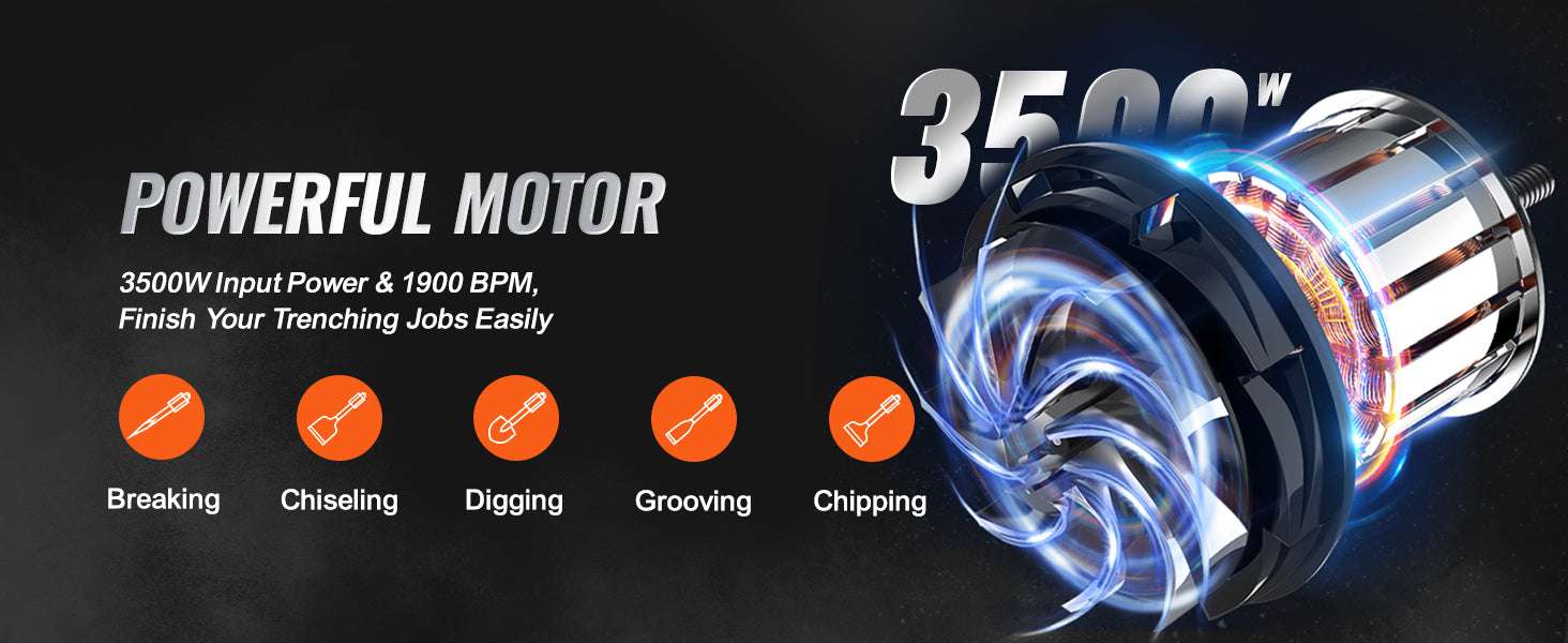 Electric Demolition Jack Hammer 1500W–3500W Concrete Breaker Kit - Image 9