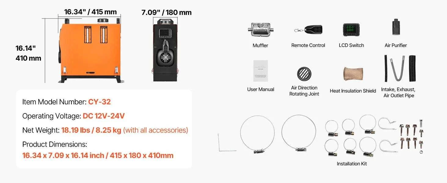 8KW Diesel Air Heater with Remote & LCD for Vehicle Heating - Image 19