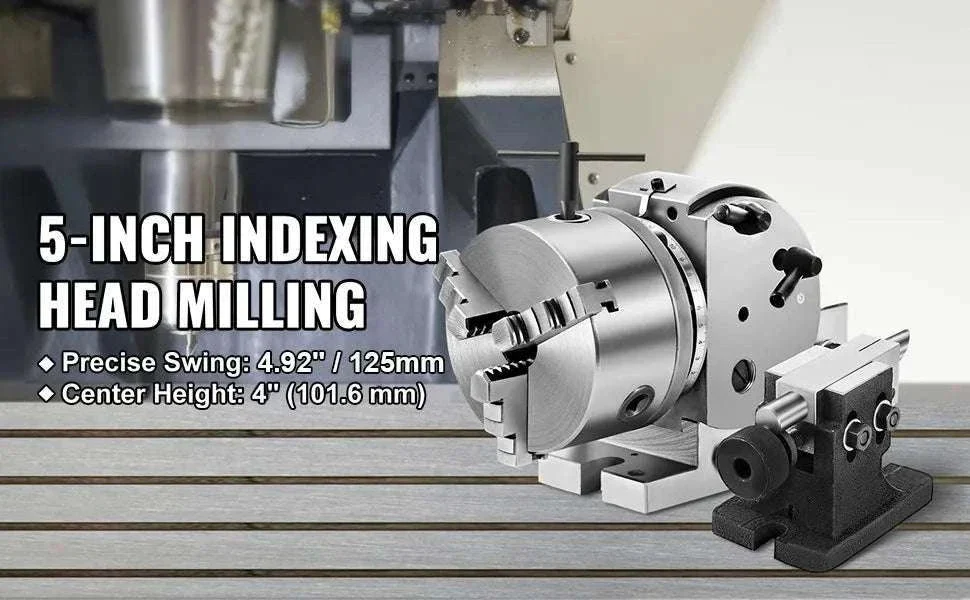 Semi-Universal Dividing Head 4"/5" 3-Jaw Chuck Milling Indexer Set - Image 9