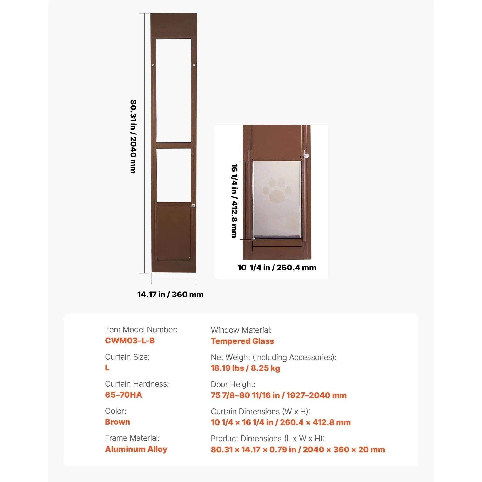 Sliding Glass Dog Door with Lock – Adjustable Aluminum Pet Panel - Image 20