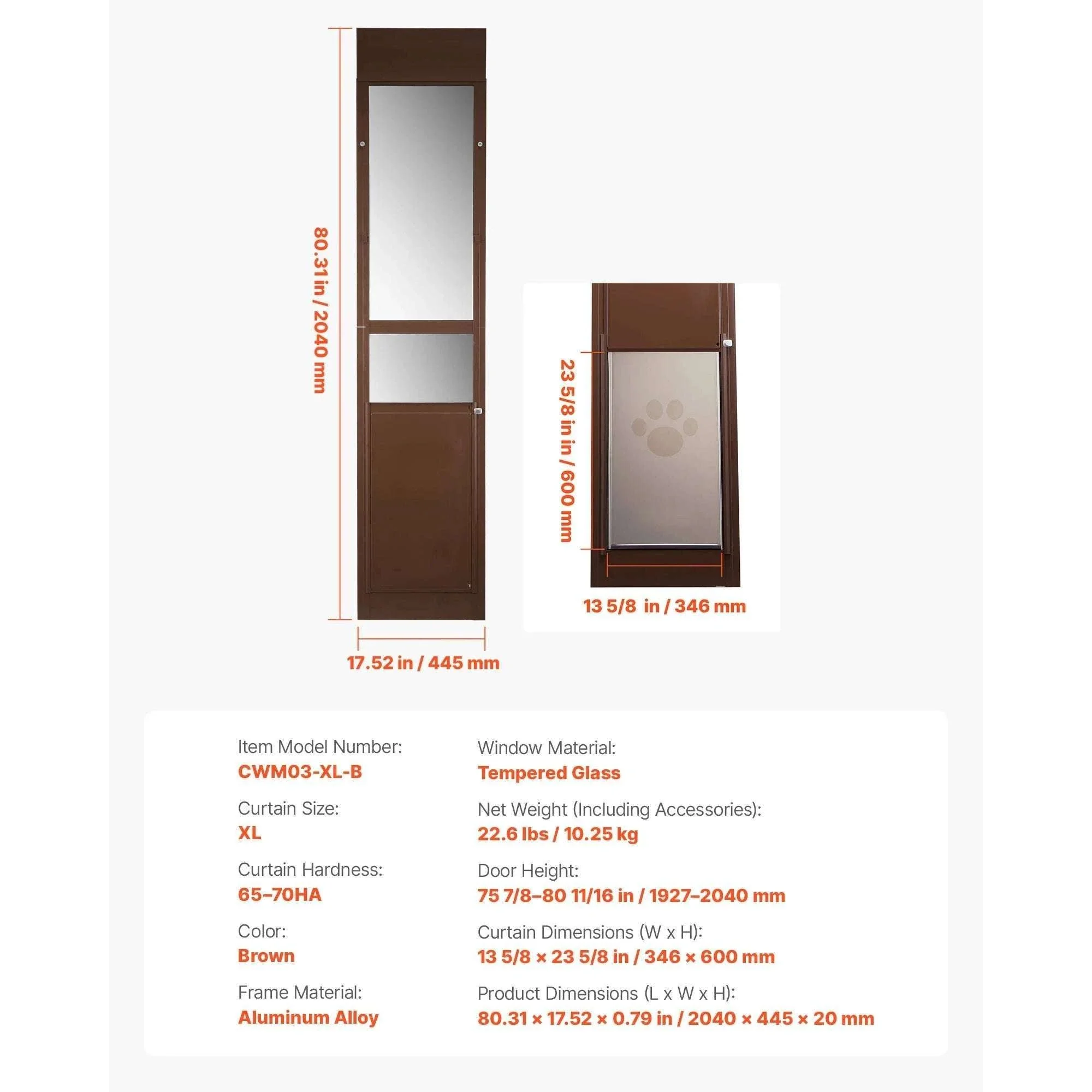 Sliding Glass Dog Door with Lock – Adjustable Aluminum Pet Panel - Image 22
