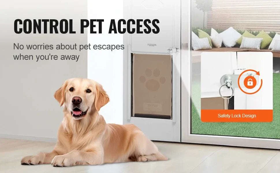 Adjustable Sliding Glass Dog Door with Lock & Tempered Glass Panel - Image 11