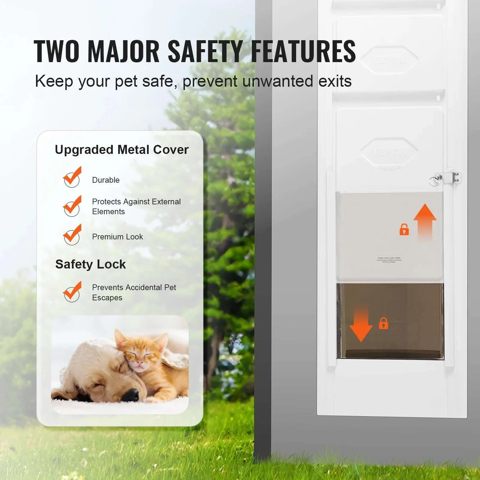 Adjustable Sliding Glass Dog Door with Lock & Tempered Glass Panel - Image 5