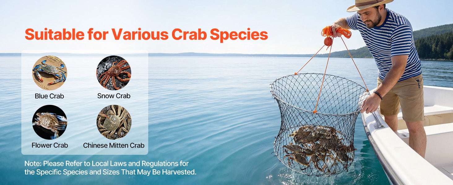 Double Ring Crab Trap Kit with 60ft Rope Foldable 2 Pack - Image 10