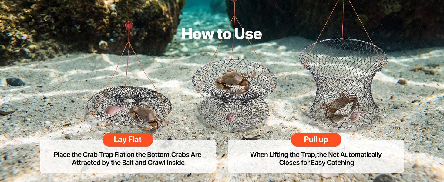Double Ring Crab Trap Kit with 60ft Rope Foldable 2 Pack - Image 12