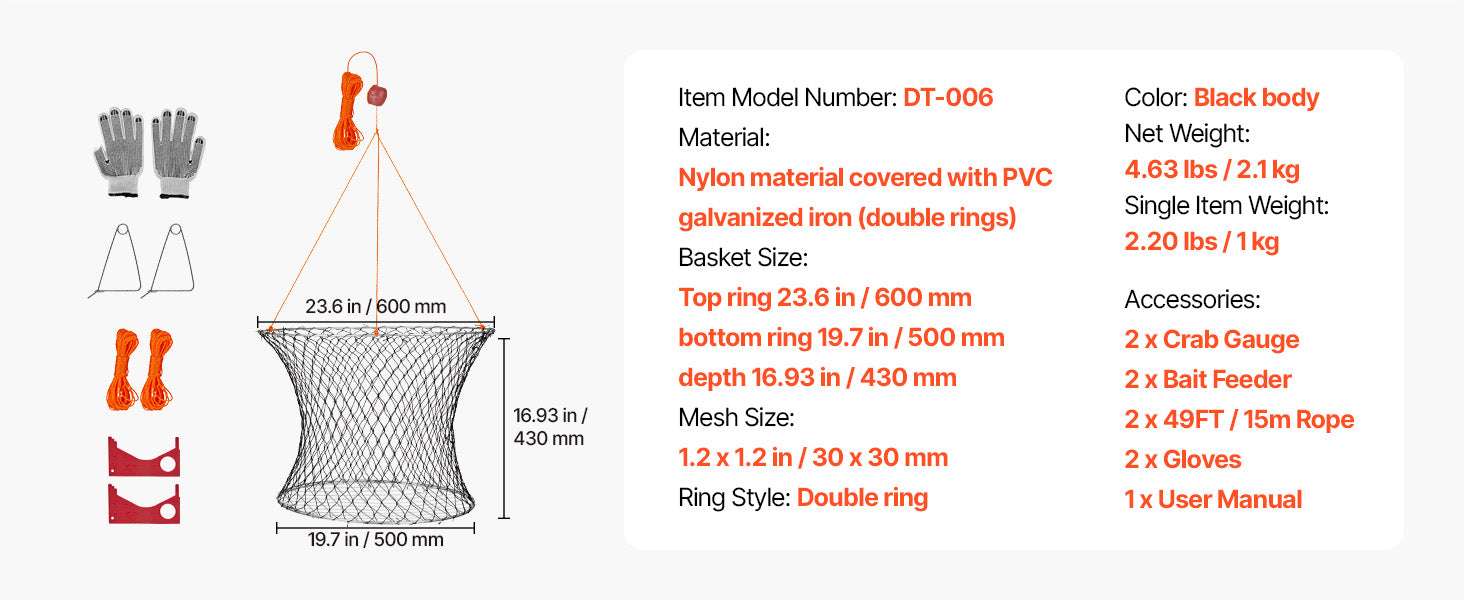 Double Ring Crab Trap Kit with 60ft Rope Foldable 2 Pack - Image 13