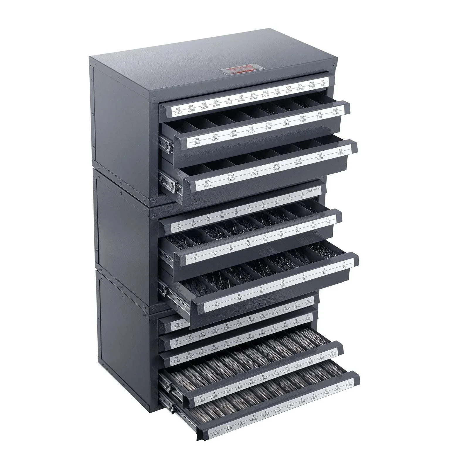 Drill Bit Dispenser Cabinet Set with Labeled Drawers 116 Slots