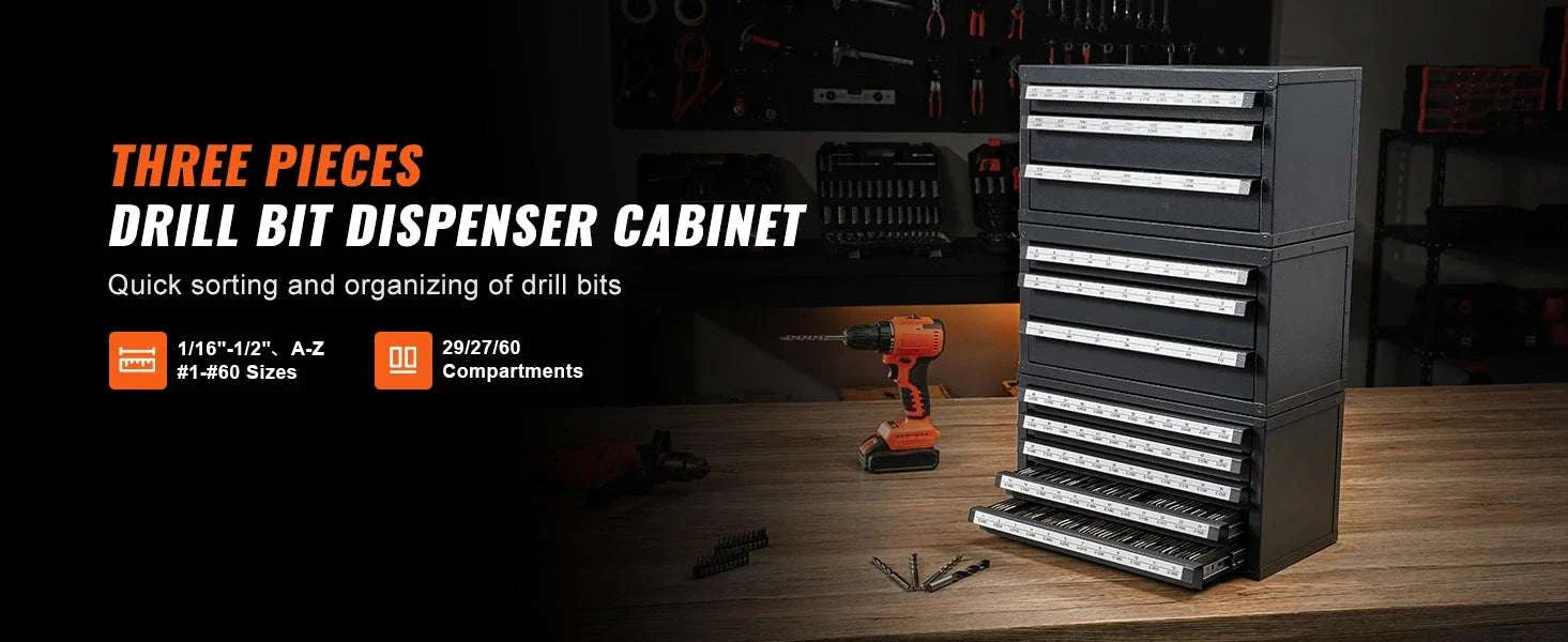 Drill Bit Dispenser Cabinet Set with Labeled Drawers 116 Slots - Image 8