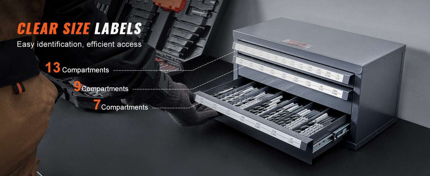 Steel Drill Bit Organizer Cabinet with Drawers and Labeled Compartments - Image 10