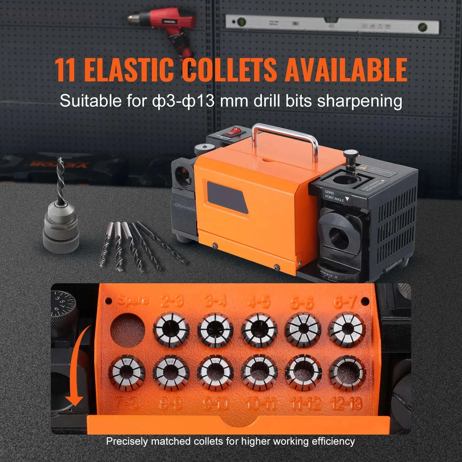 Drill Bit Sharpener 3–13mm with Adjustable Angles and 11 Collets - Image 2
